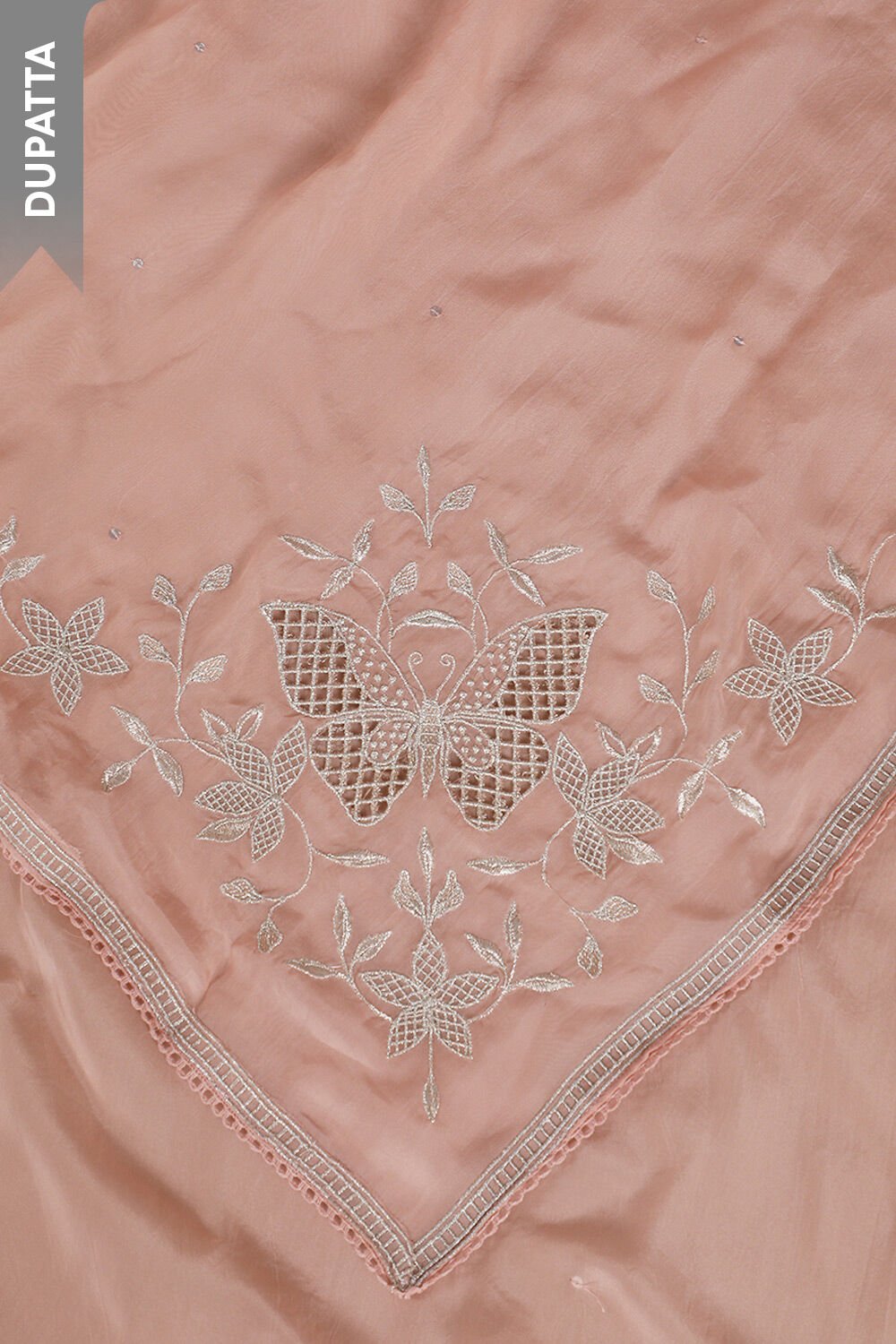 Light Pink Pure Silk Organza Embroidery Unstitched Suit Set image number null