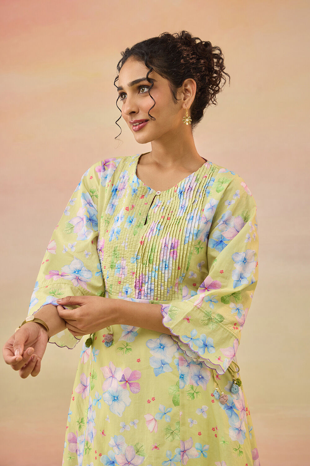 Green Printed Pure Cotton Kurta image number null