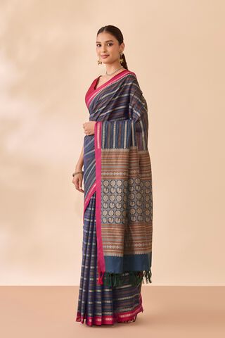 Dark Blue Woven Pure Cotton Saree thumbnail image number null