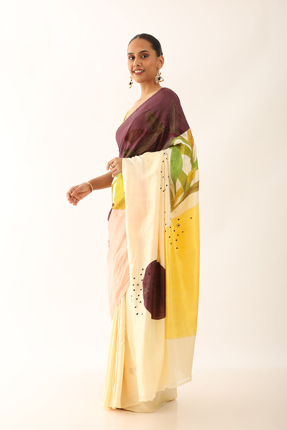 Light Orange Murshidabad Pure Silk Hand Painted Saree image number null