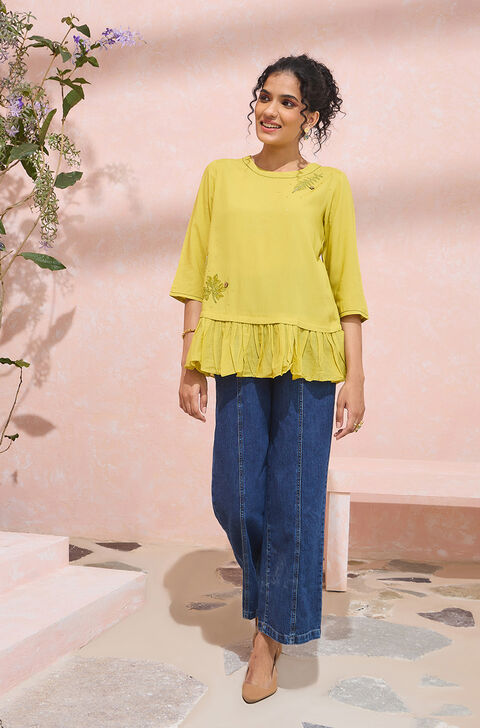 Light Green Sequin Viscose Short Top