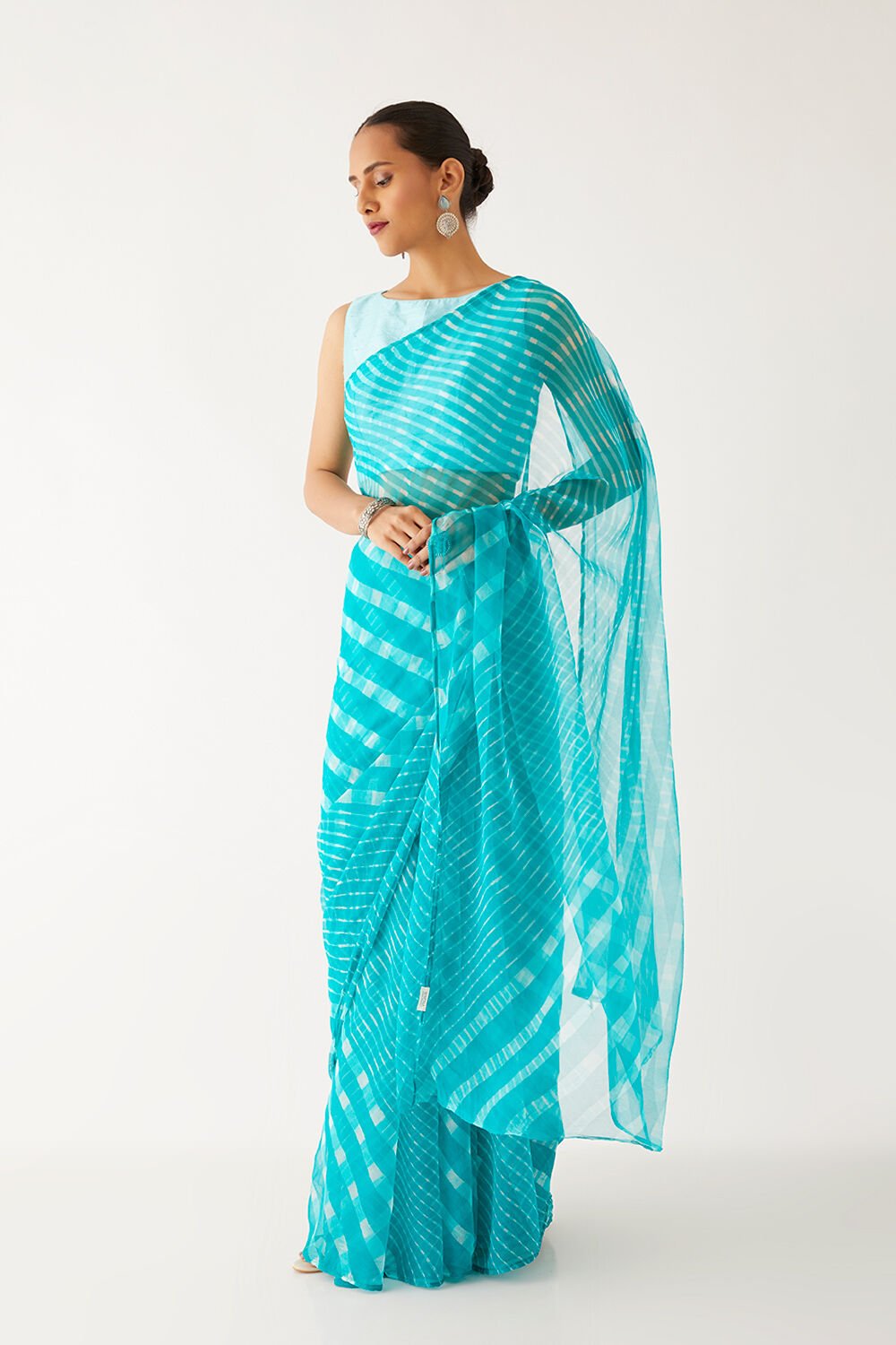 Green Pure Chiffon Leheriya Saree image number null