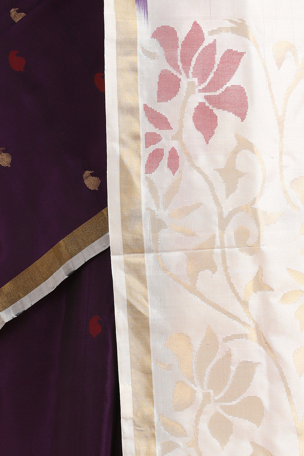 Dark Violet Pure Silk Uppada Jamdani Saree image number null
