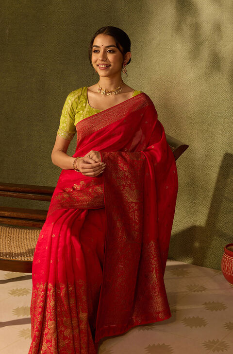 Dark Pink Pure Viscose Woven Saree