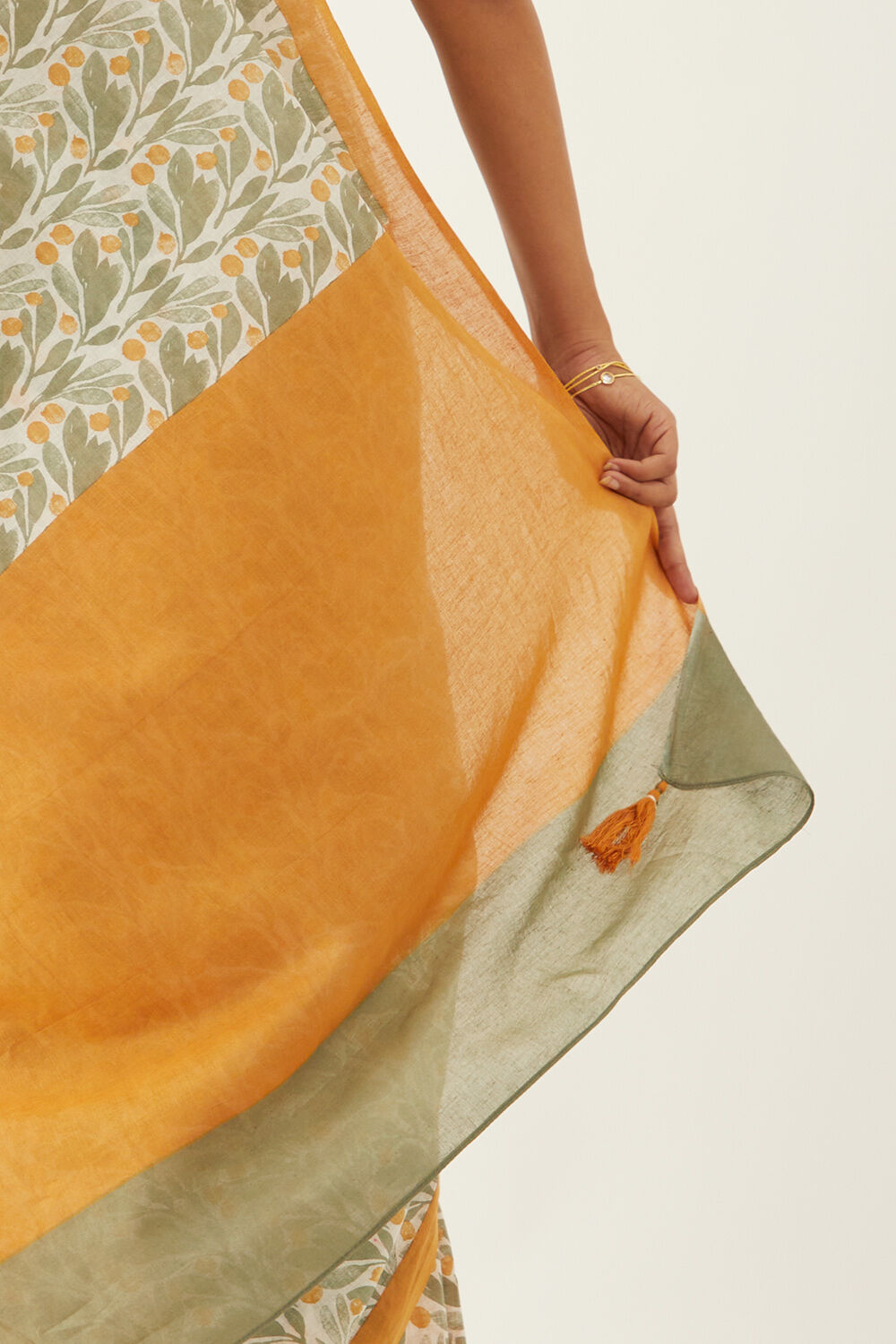 Light Green Pure Cotton Mulmul Printed Saree image number null