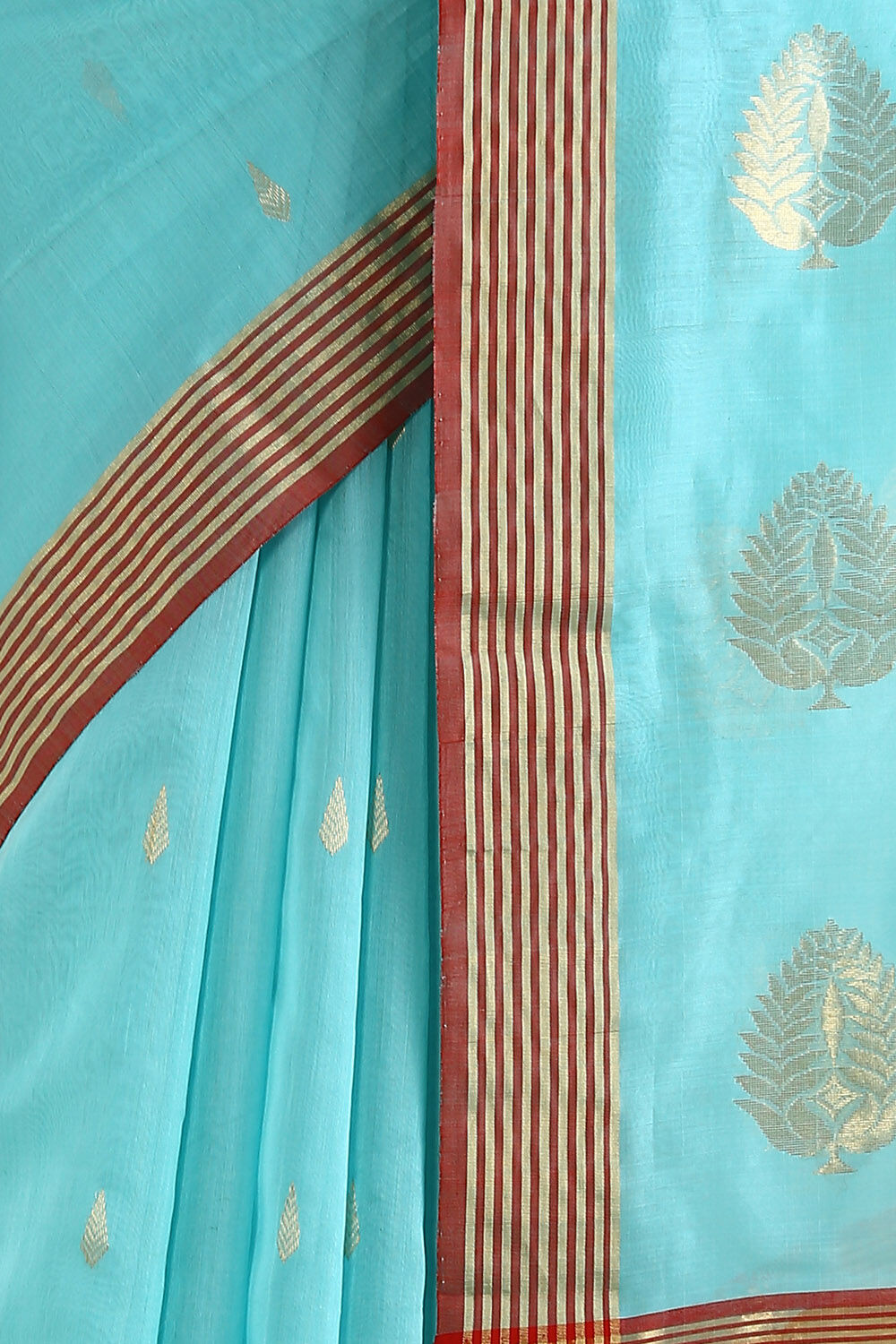 Light Blue Pure Silk Cotton Chanderi Saree image number null