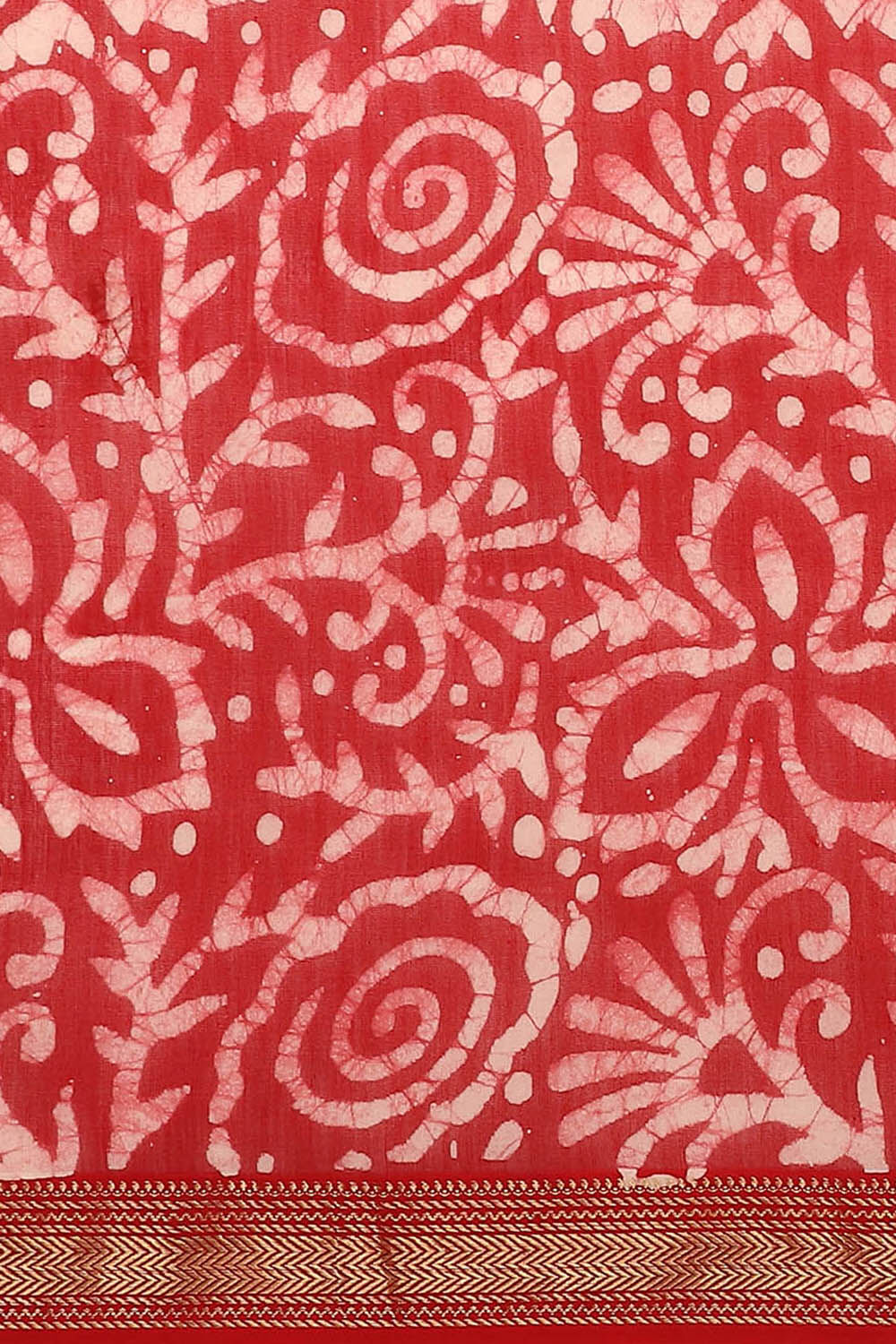 Red Pure Silk Cotton Batik Saree image number null