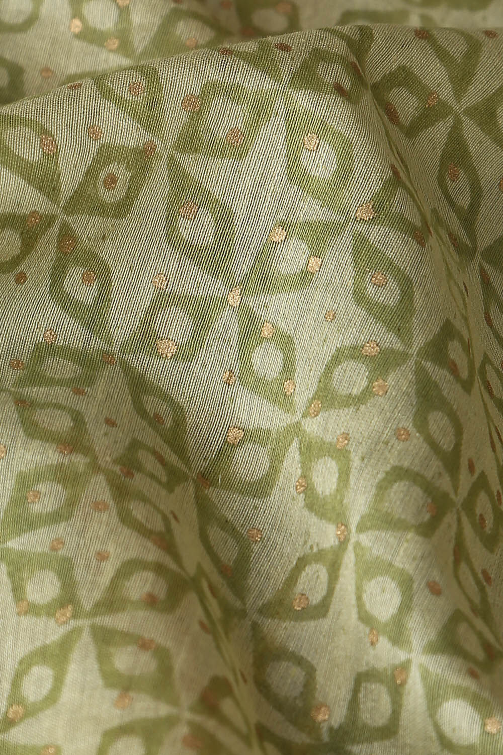 Green Silk Cotton Hand Printed Saree image number null