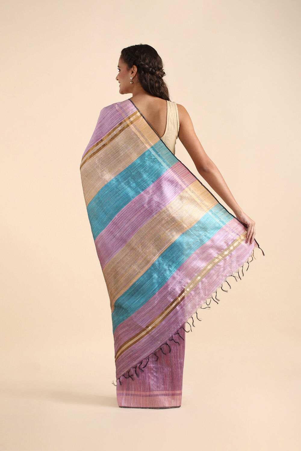 Purple Pure Tussar Silk Tie and Dye Saree image number null