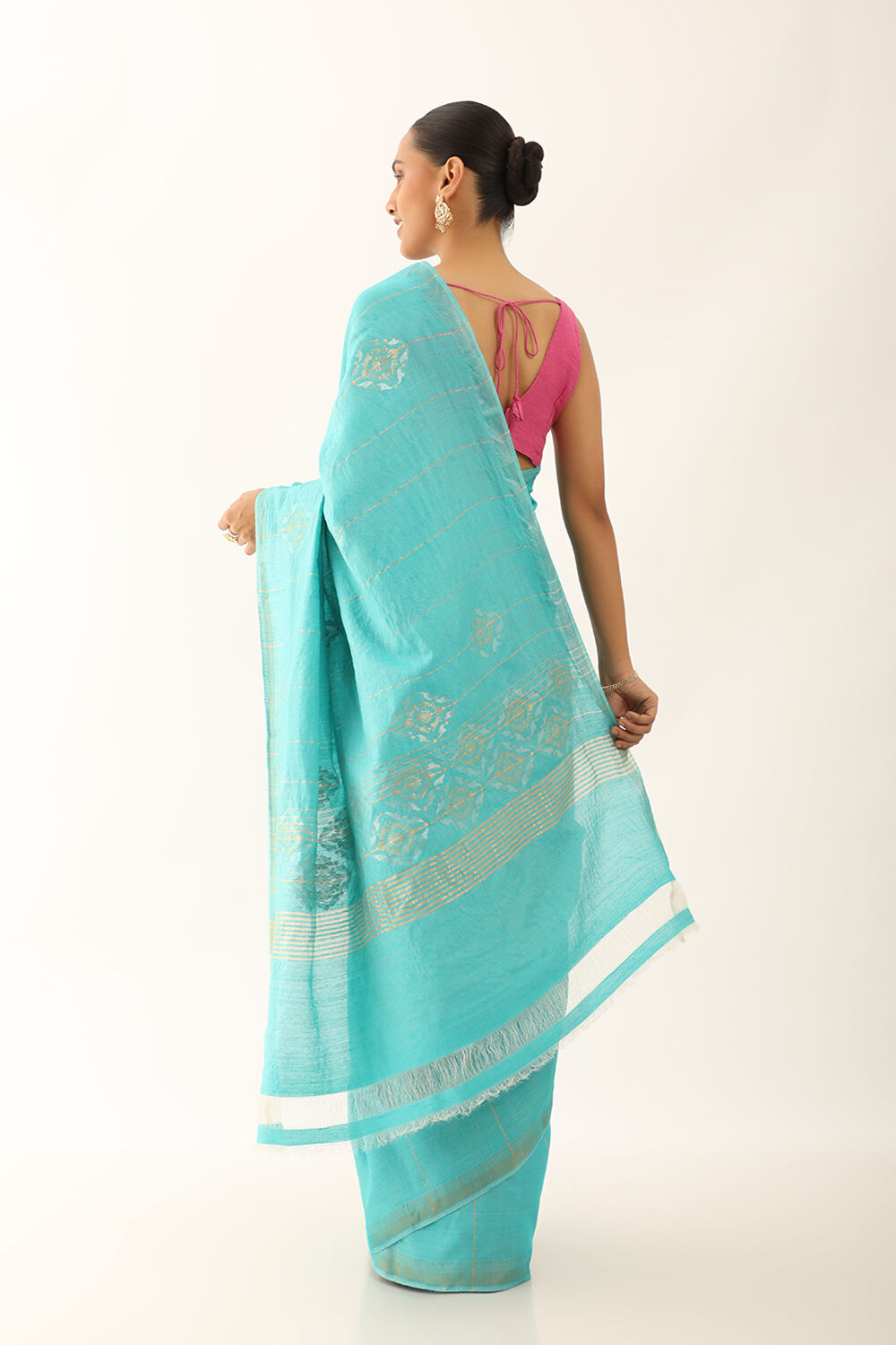 Light Blue Chattisgarh Pure Tussar Silk Woven Saree image number null