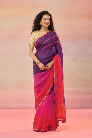Multi Viscose Organza Embroidered Saree image number