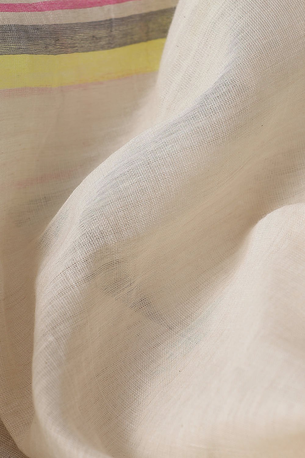 Off White Pure Silk Cotton Jamdani Saree image number null