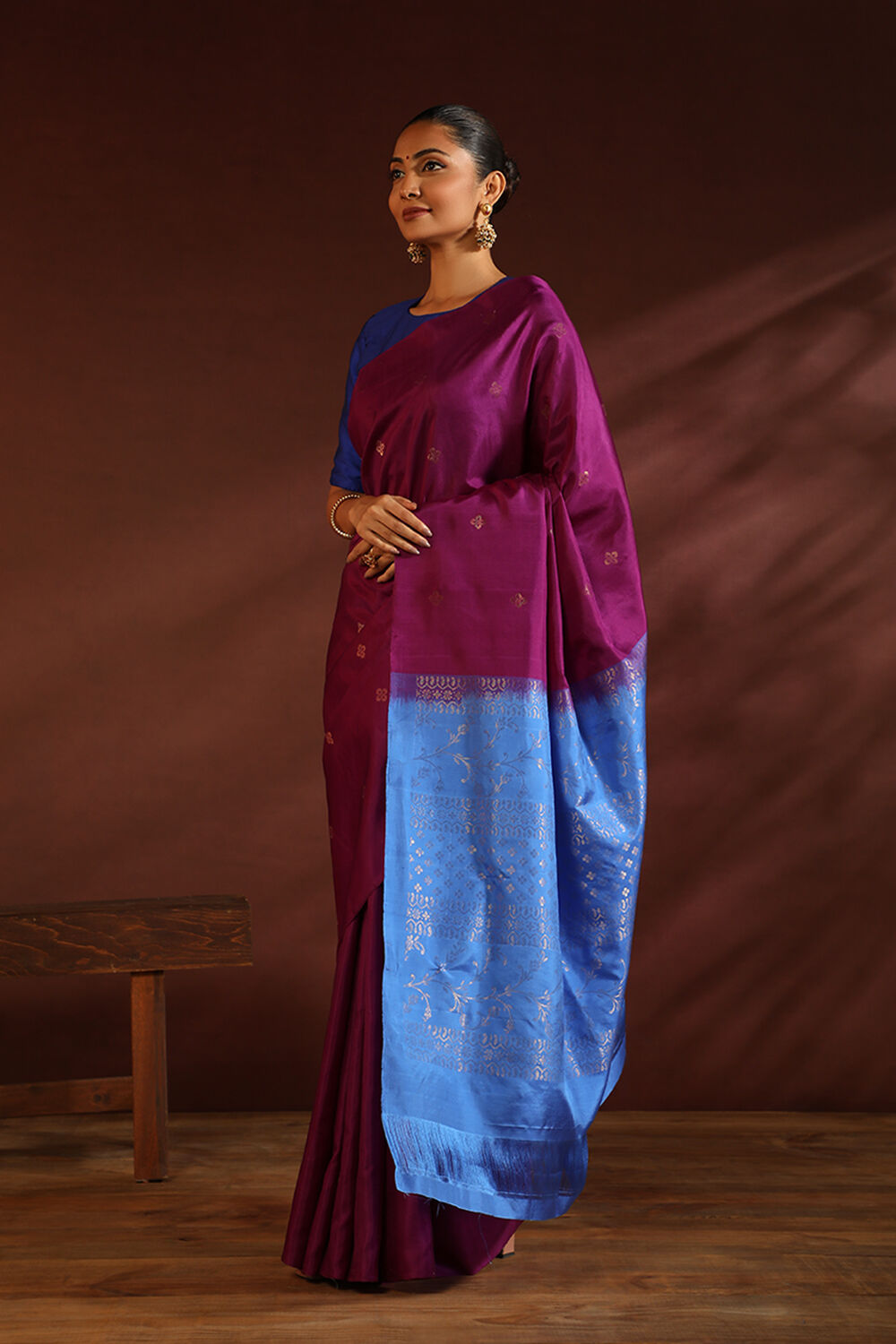 Wine South Pure Silk Woven Saree image number null