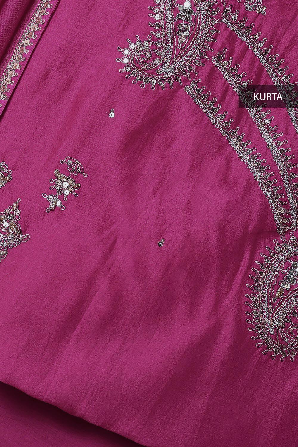 Pink Silk Cotton Embroidered Unstitched Suit Set image number null