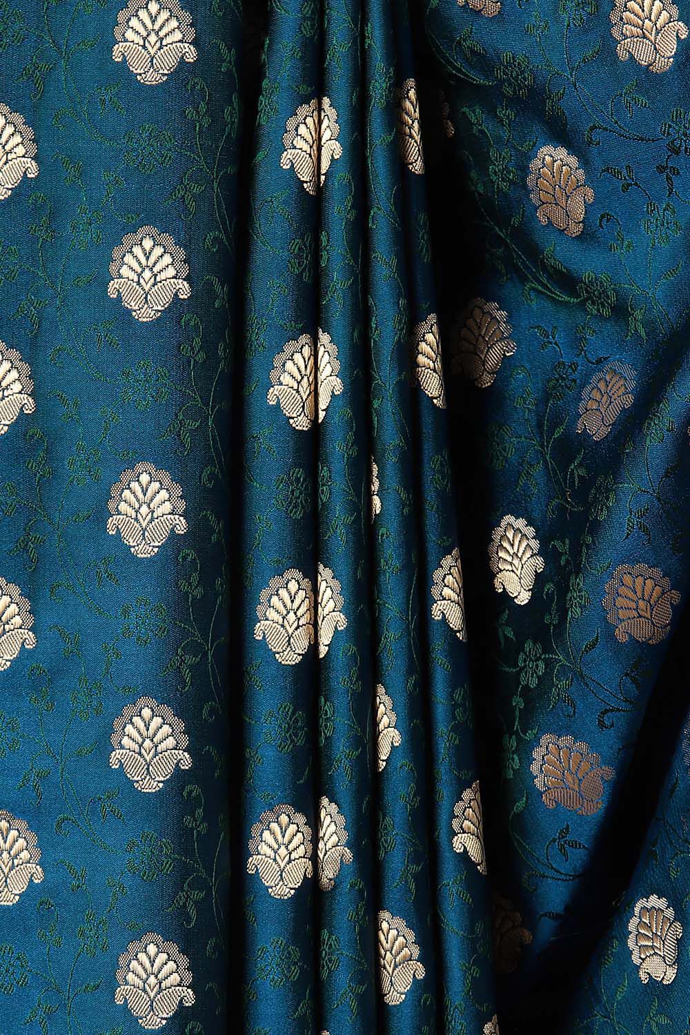 Dark Blue Pure Silk Banarasi Tanchoi Saree image number null
