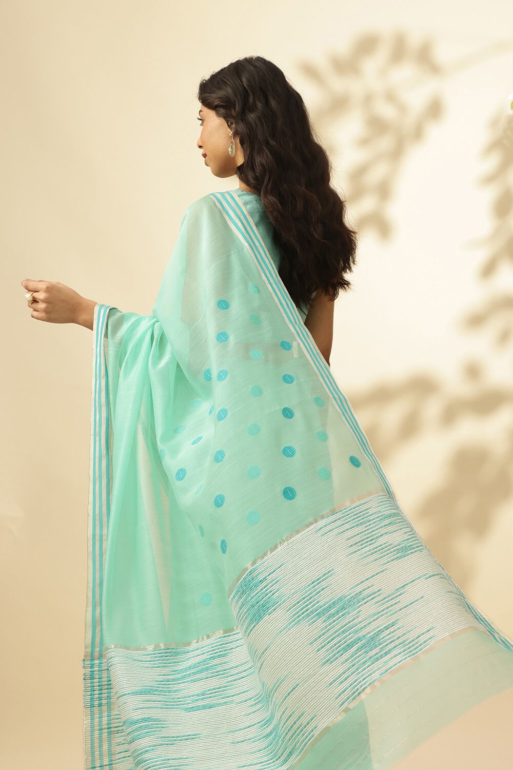 Light Green Woven Pure Silk Cotton Chanderi Saree image number null