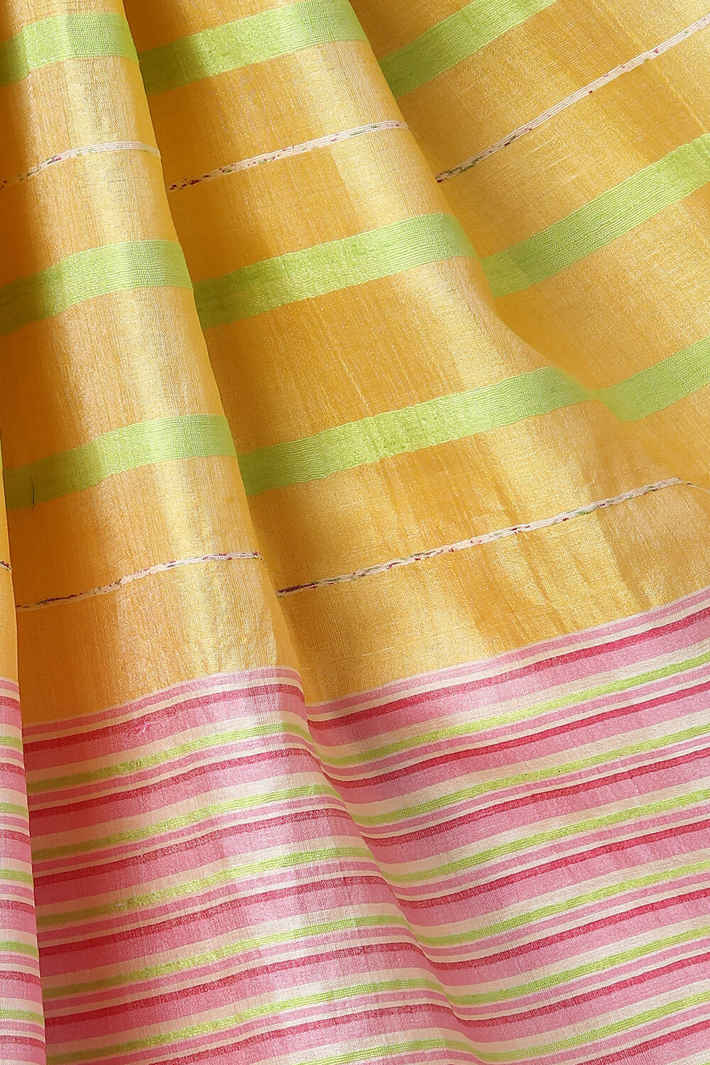 Yellow Pure Tussar Silk Woven Saree image number null