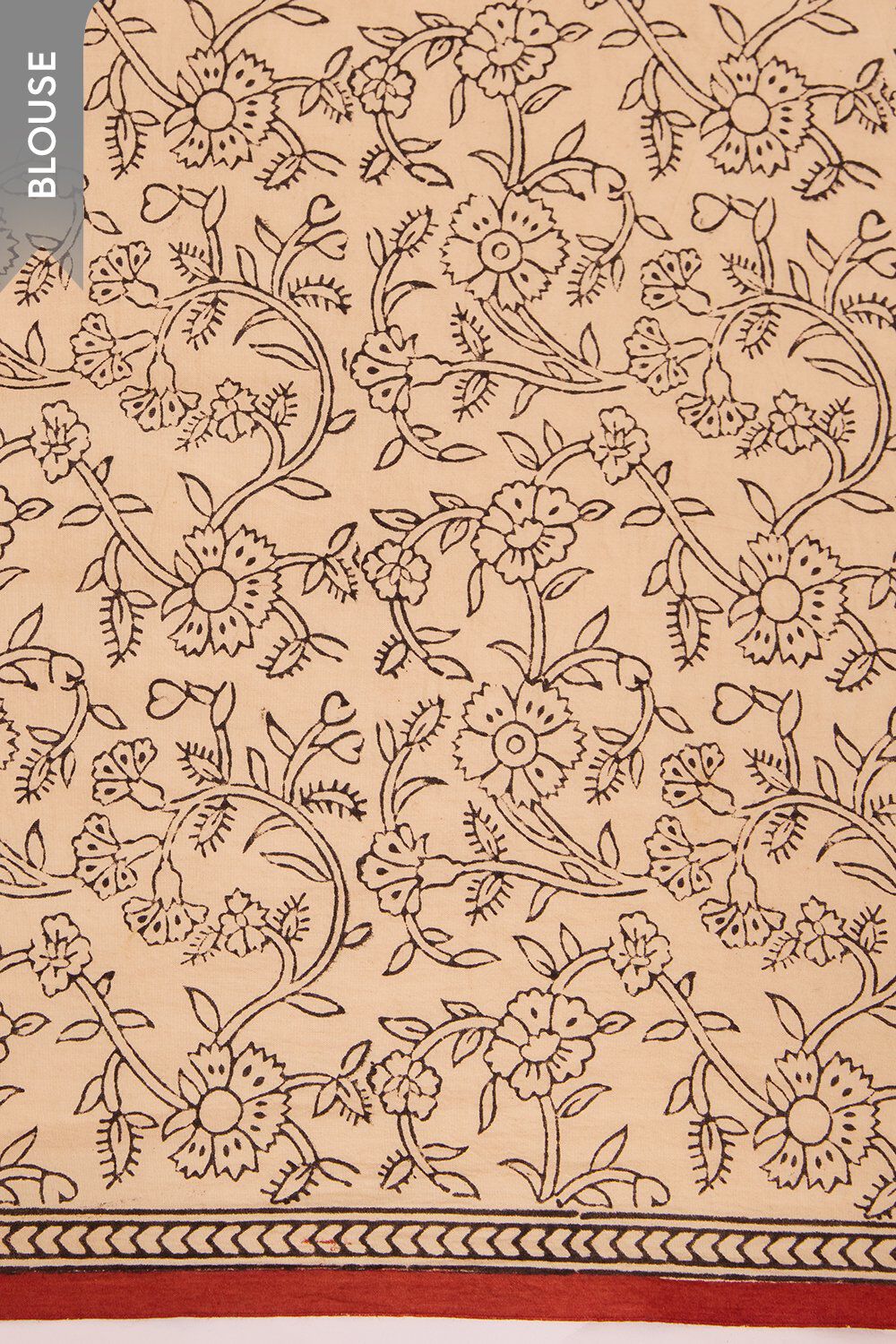 Beige Bagru Block Printed Pure Cotton Kota Saree image number null