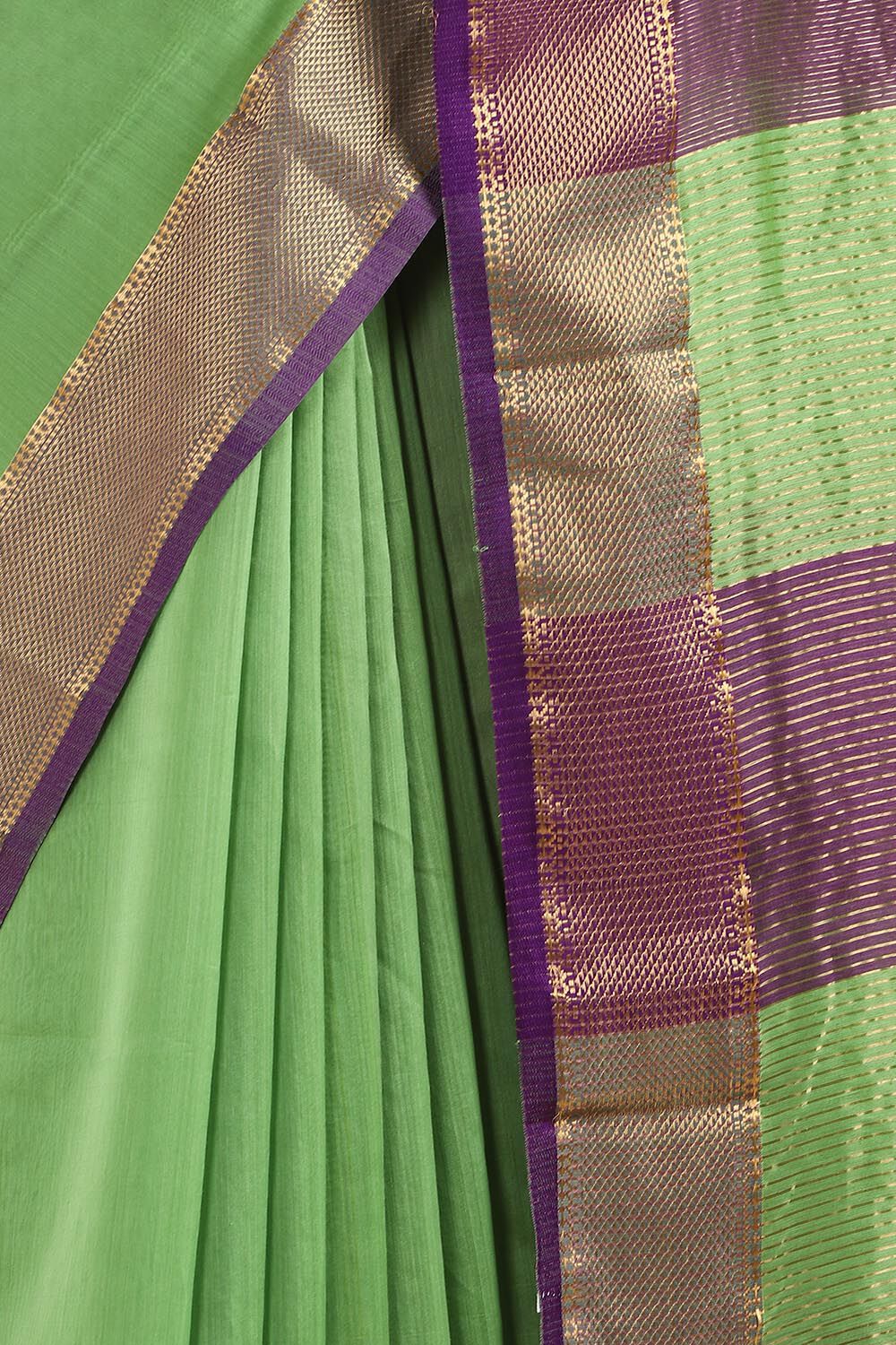 Green Pure Silk Cotton Maheswari Saree image number null