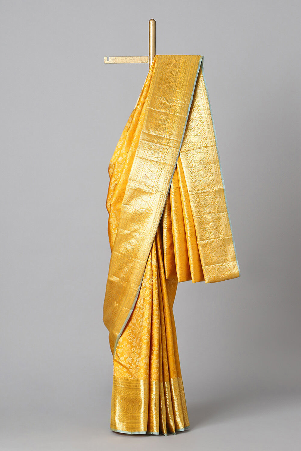 Yellow Pure Silk Kanjivaram Saree image number null