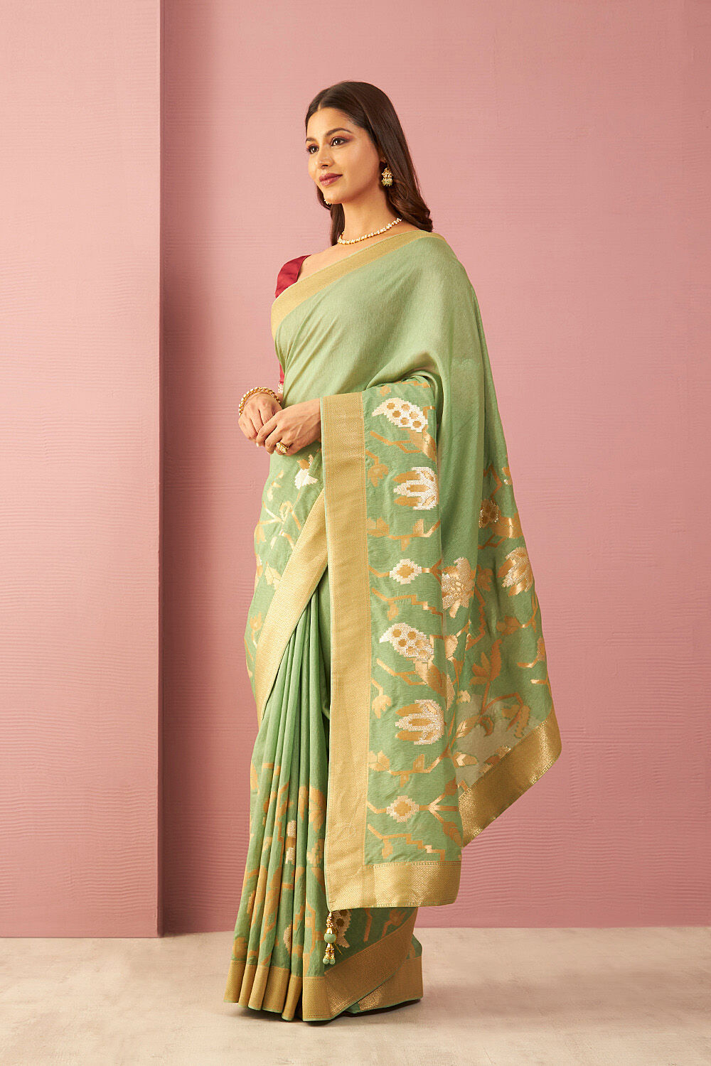 Light Green Luxe Viscose Woven Design Saree image number null