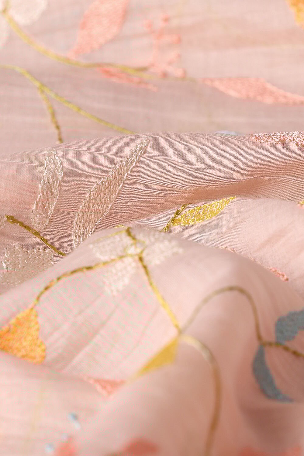 Pink Silk Cotton Embroidered Semistitched Suit Set image number null
