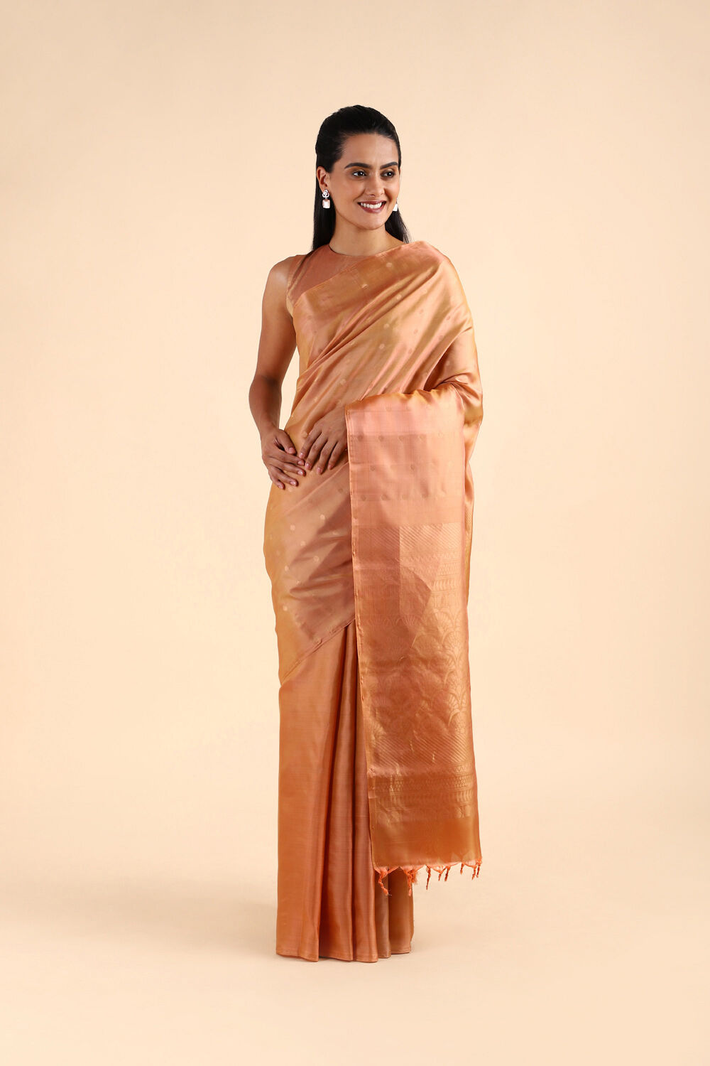Light Orange Pure Soft Silk Saree image number null