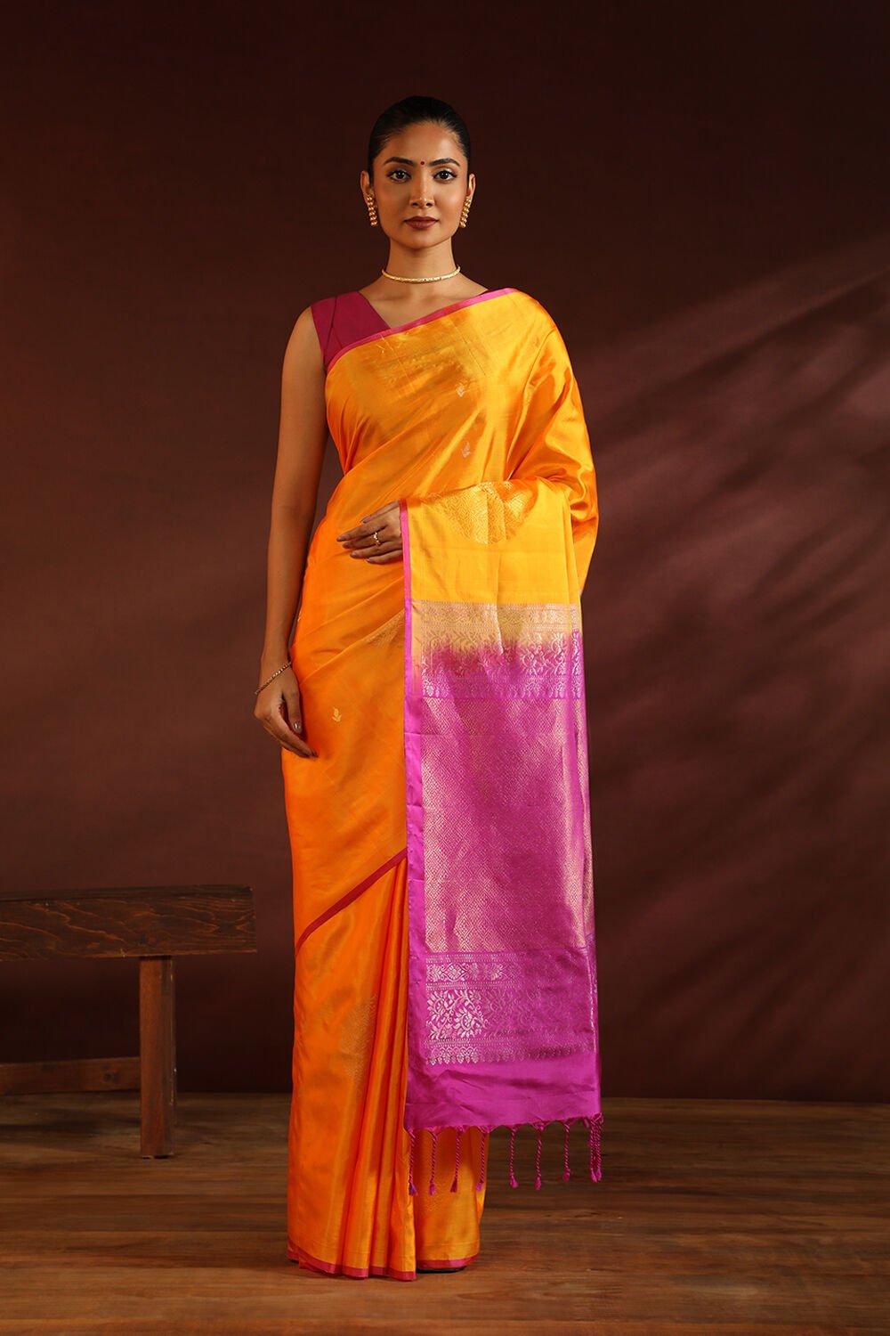 Yellow South Pure Silk Woven Saree image number null