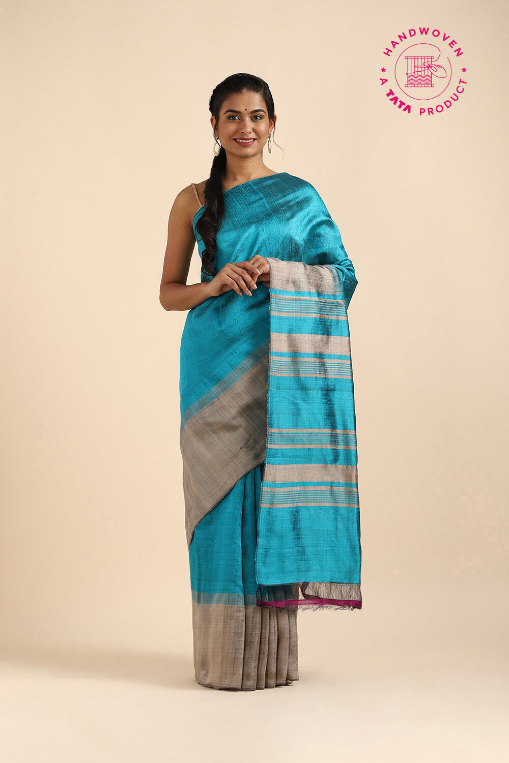 Light Blue Pure Silk Woven Saree image number null