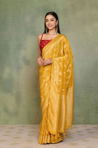 Yellow Woven Pure Viscose Saree thumbnail image number null