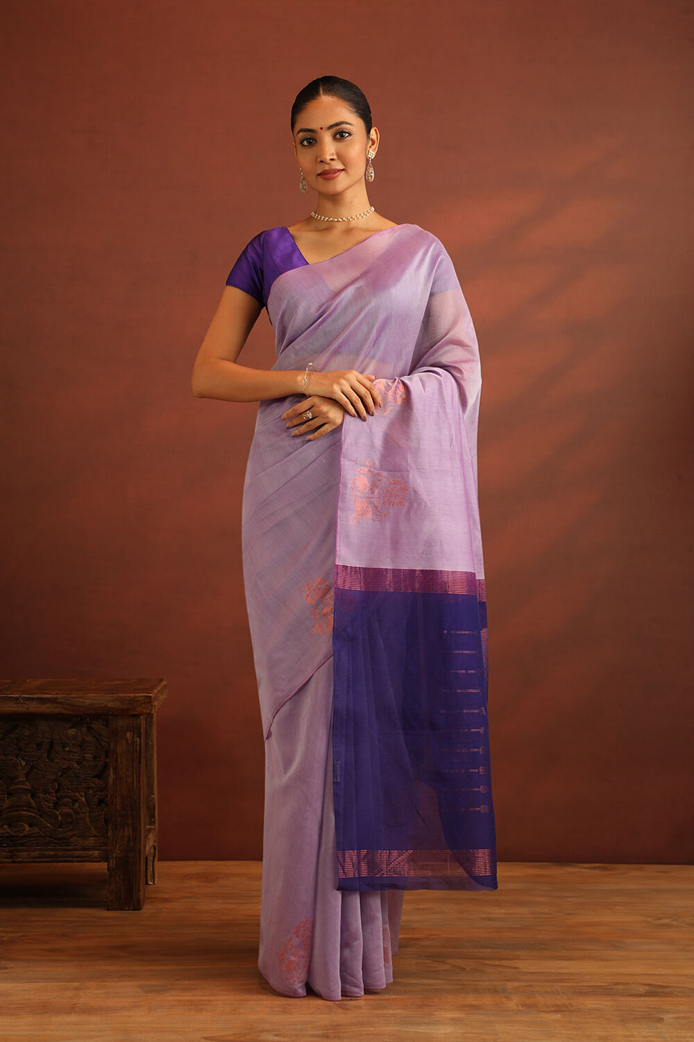 Light Violet South Pure Silk Cotton Woven Saree image number null