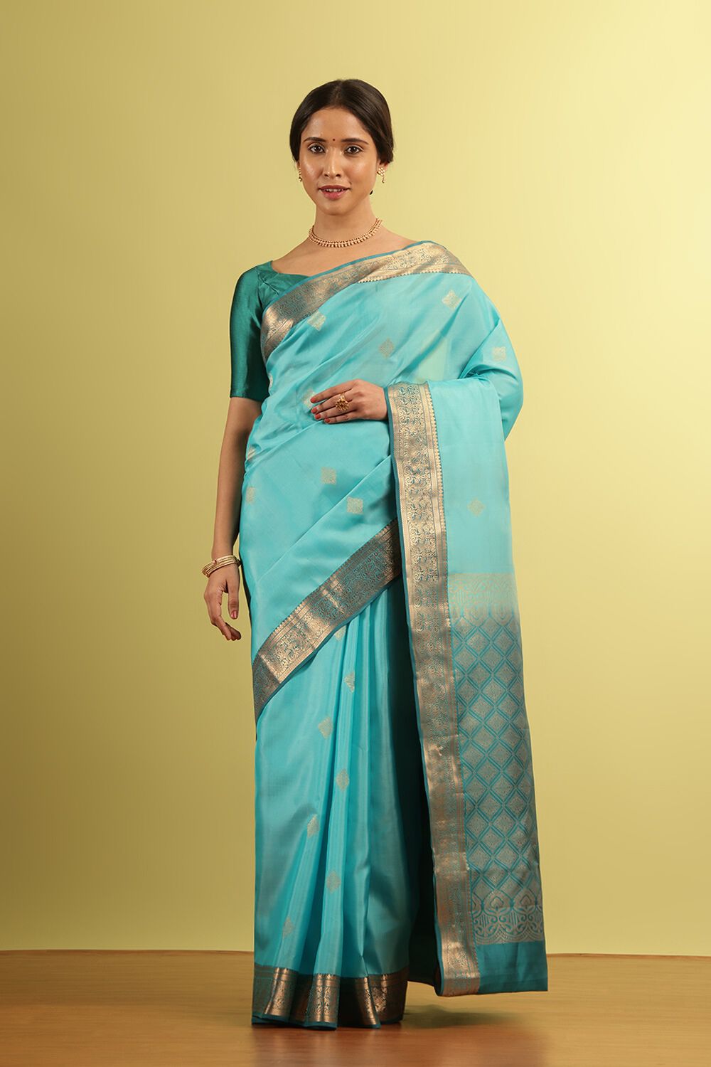 Light Blue Woven Silk Viscose Saree image number null