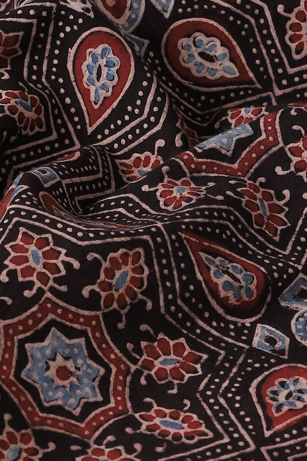 Black Pure Cotton Ajrakh Printed Saree image number null