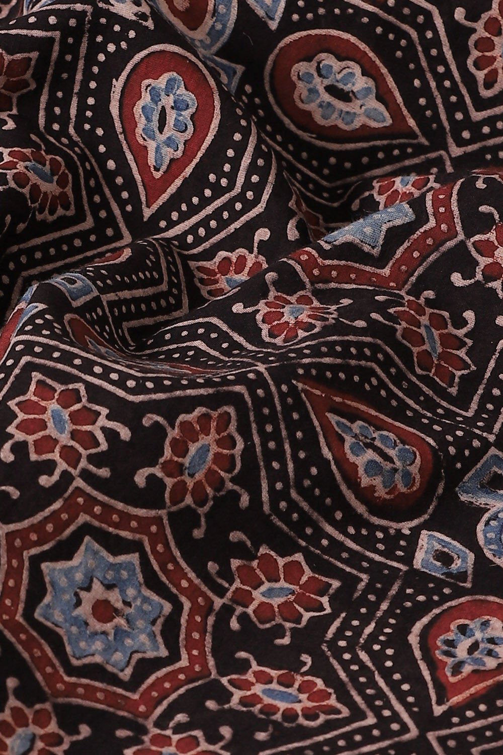 Black Pure Cotton Ajrakh Printed Saree image number null