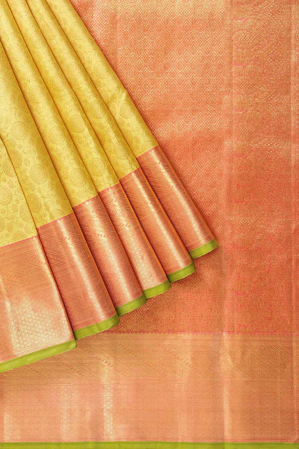 Light Yellow Pure Silk Woven Kanjivaram Saree image number null
