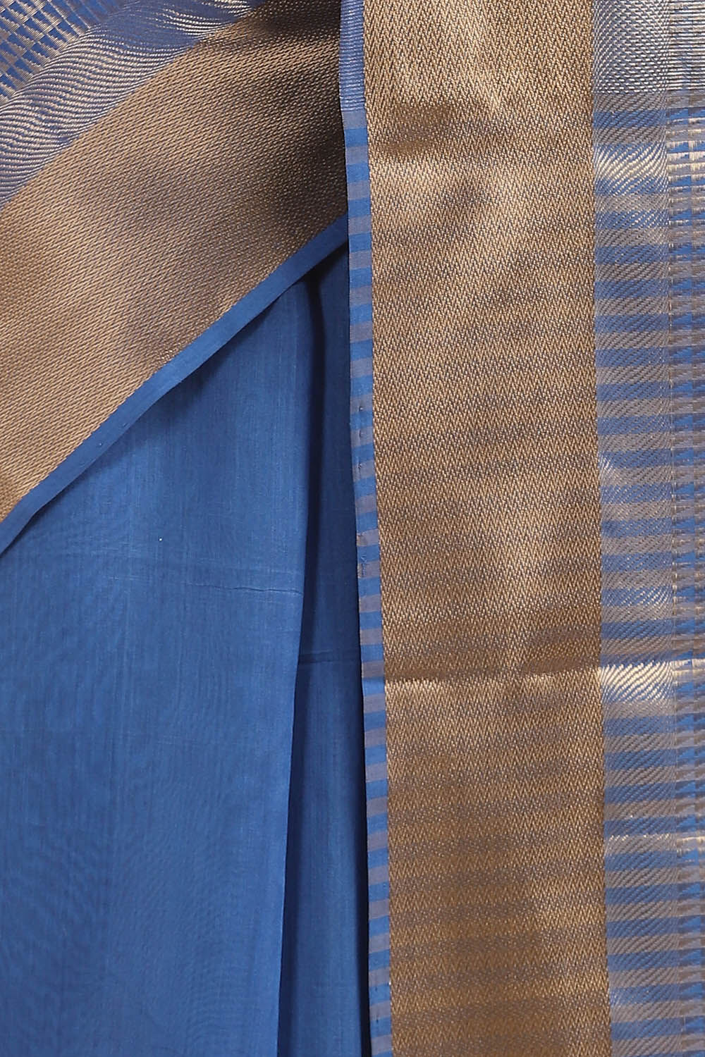 Dark Blue Pure Silk Cotton Maheswari Saree image number null
