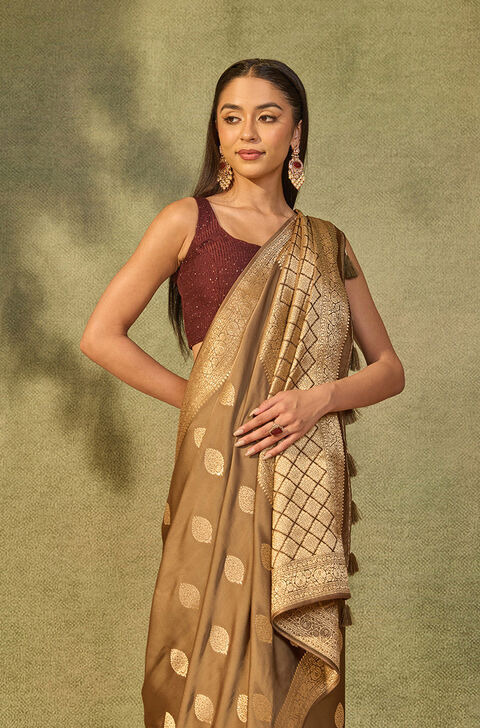 Light Green Woven Viscose Satin Saree