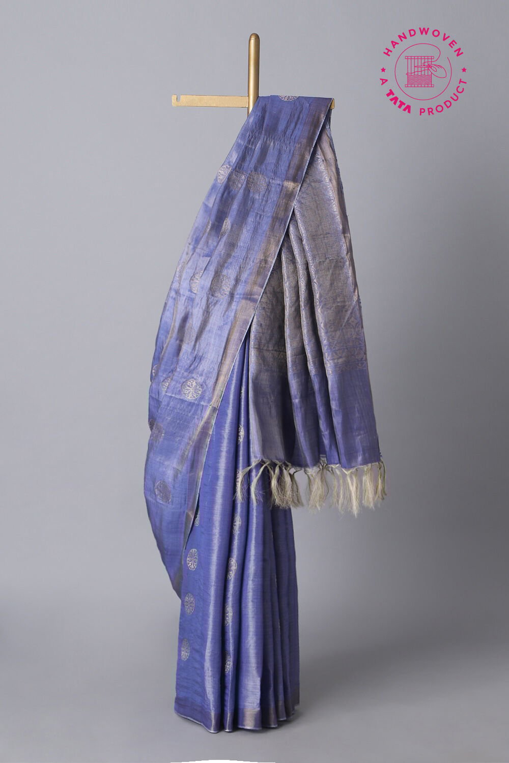 Blue Pure Tussar Silk Woven Saree image number null