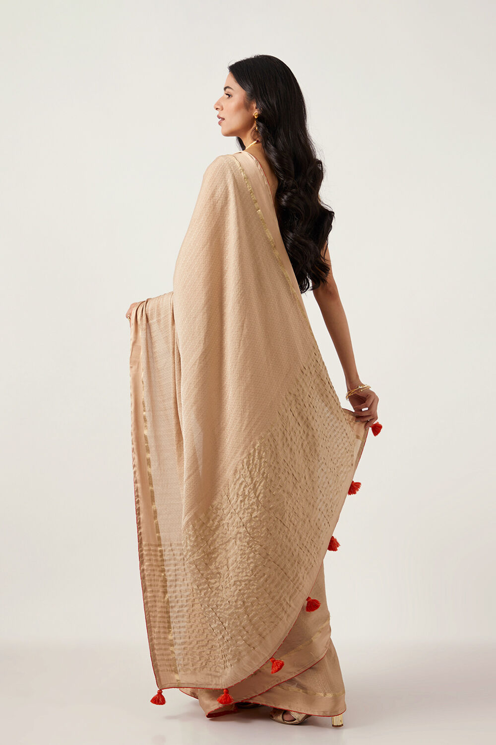 Beige Pure Crepe Nouveau Saree image number null