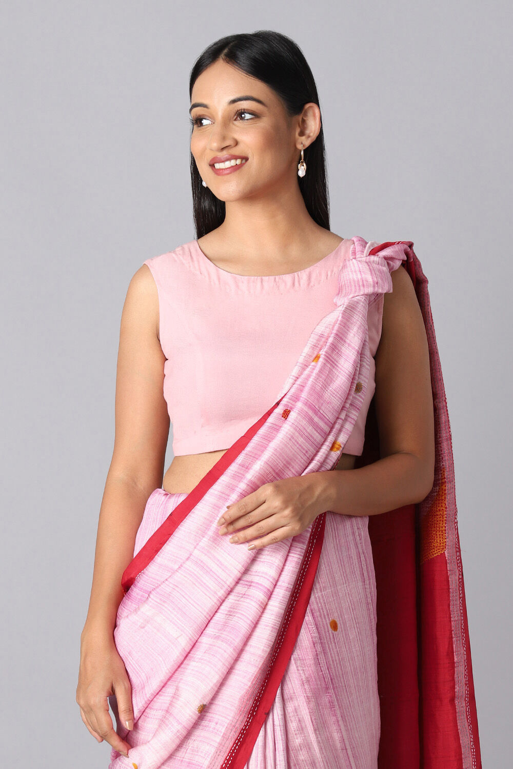 Pink Pure Silk Hand Painted Saree image number null