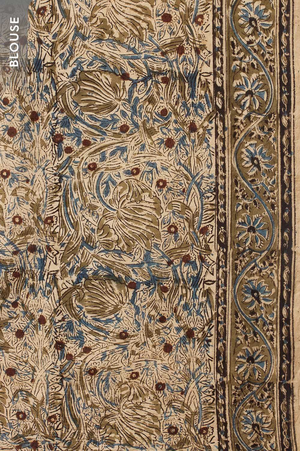 Dark Green Printed Kalamkari Machilipatnam Pure Cotton Saree image number null