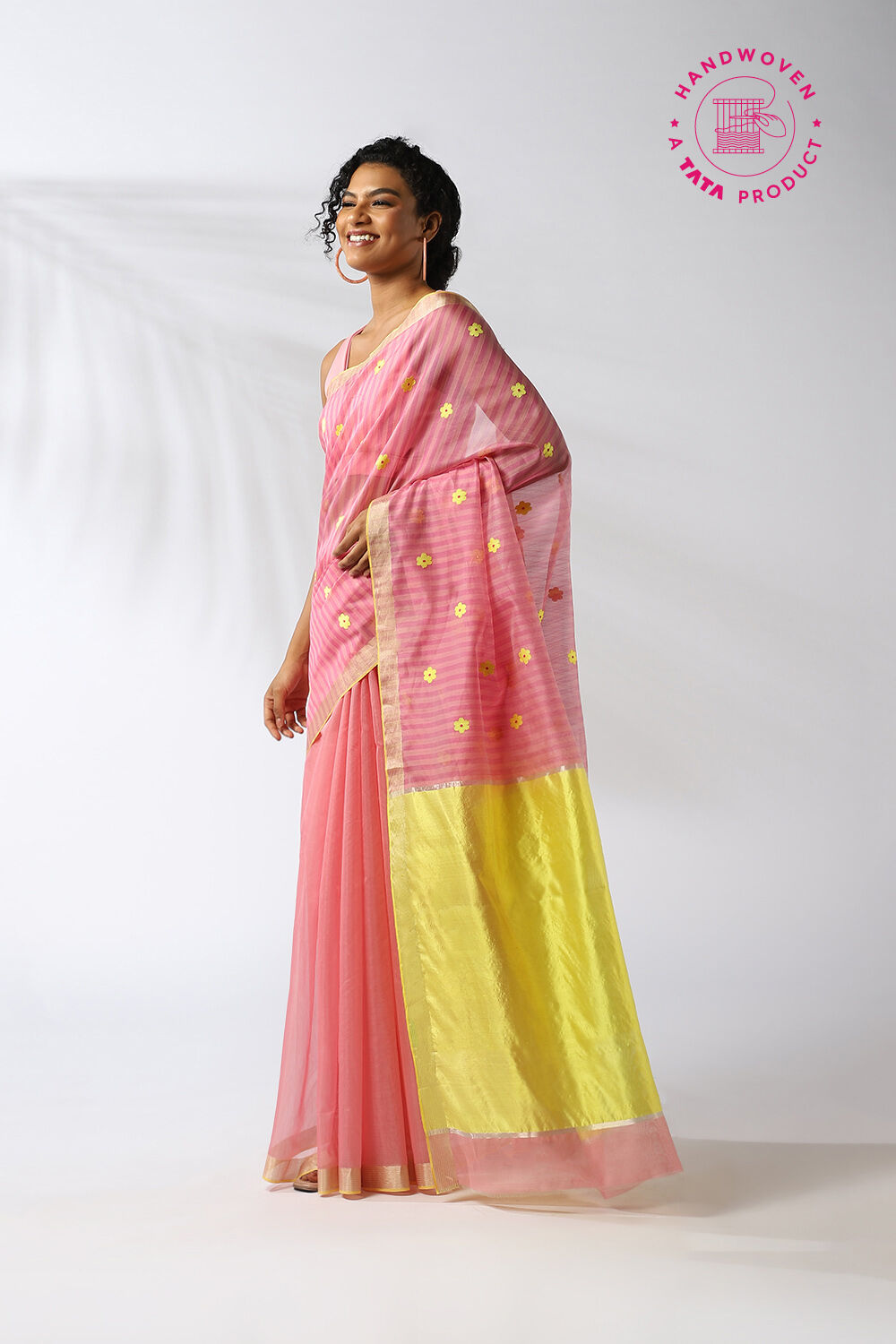 Light Pink Pure Silk Cotton Chanderi Saree image number null