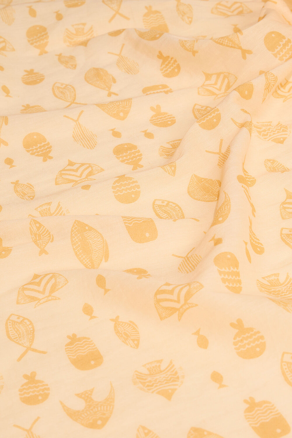 Light Yellow Bengal Screen Printed Pure Mulmul Cotton Saree image number null