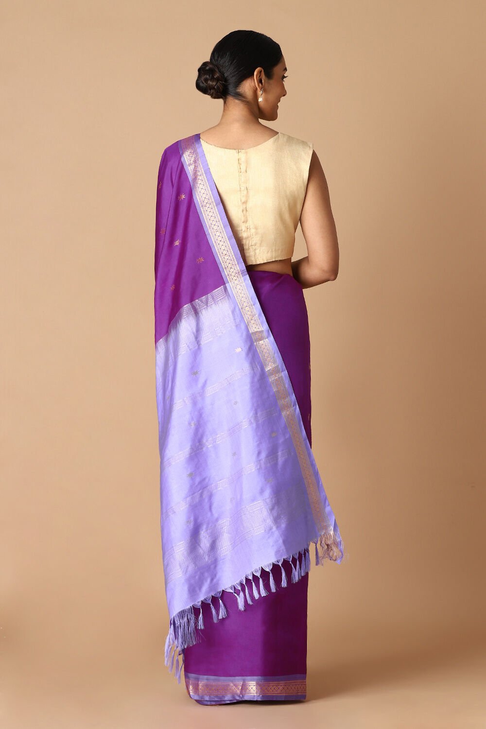 Purple Pure Silk Kanjivaram inspired Saree image number null