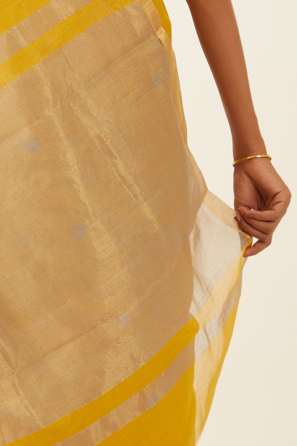 Yellow Pure Cotton Tissue Chanderi Saree image number null