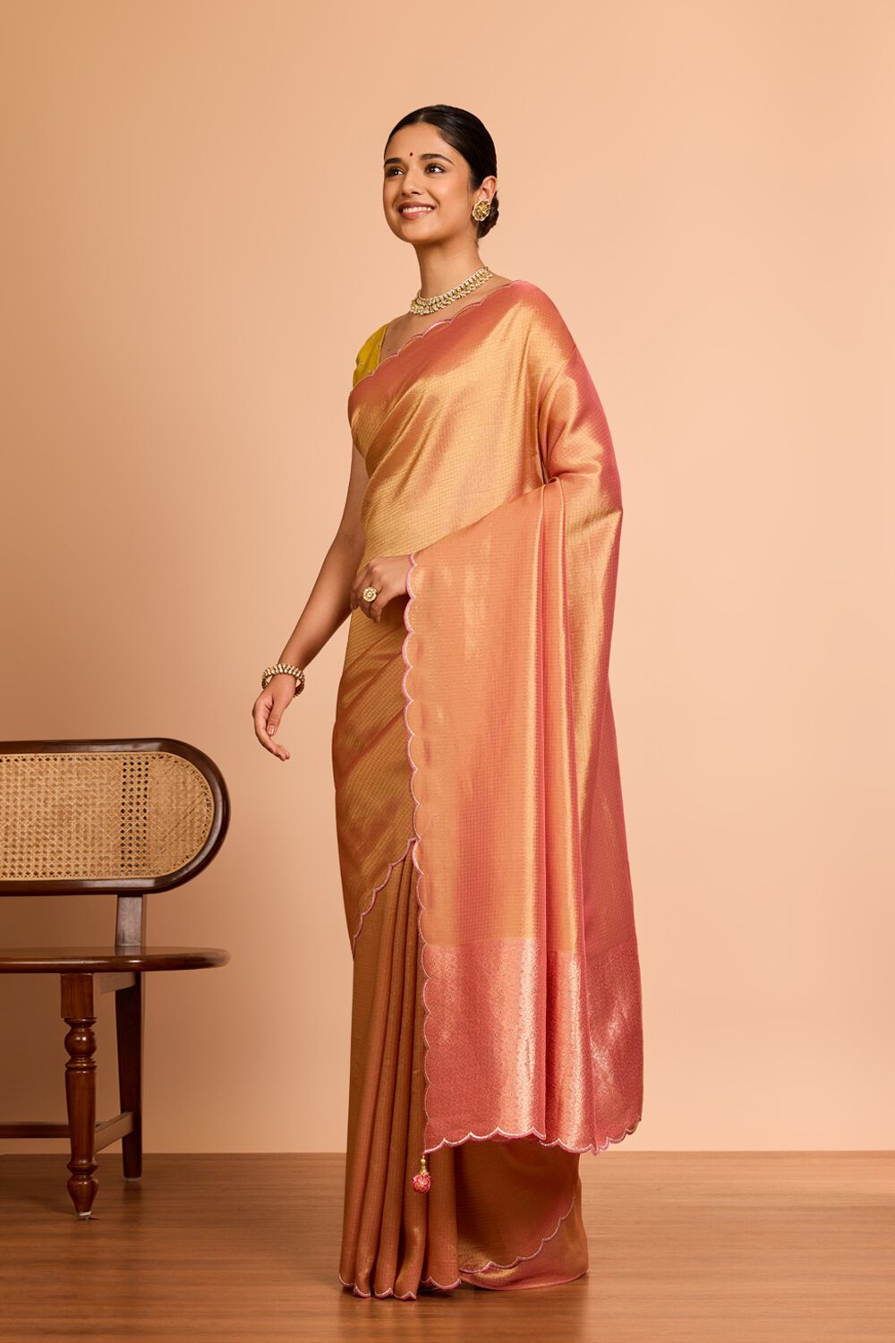 Light Pink  Viscose Tissue Woven Saree image number null
