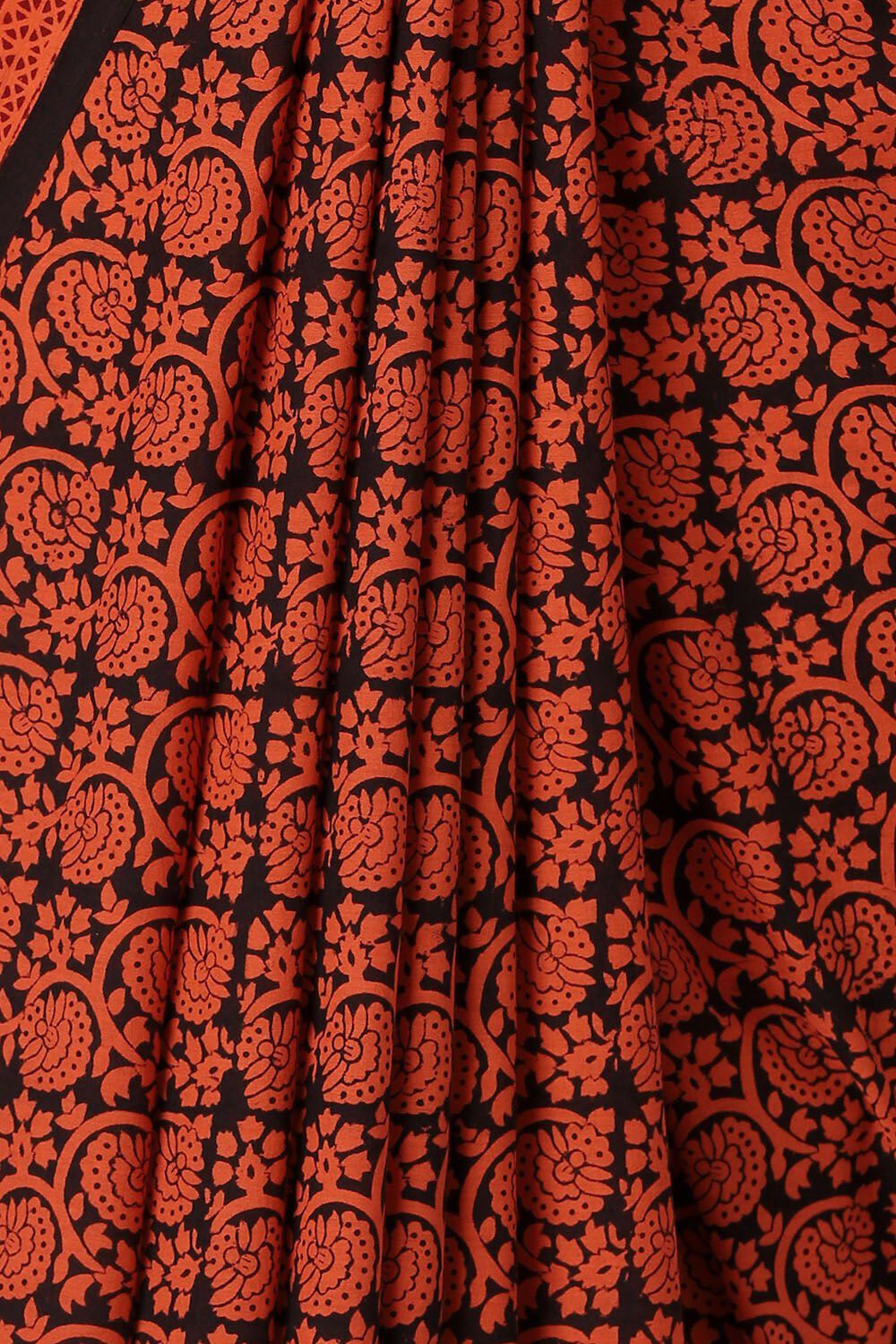 Orange Pure Cotton Bagh Printed Saree image number null