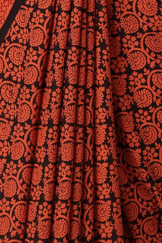 Orange Pure Cotton Bagh Printed Saree thumbnail image number null