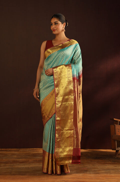 Green Kanjivaram Inspired Design Pure Silk Woven Saree
