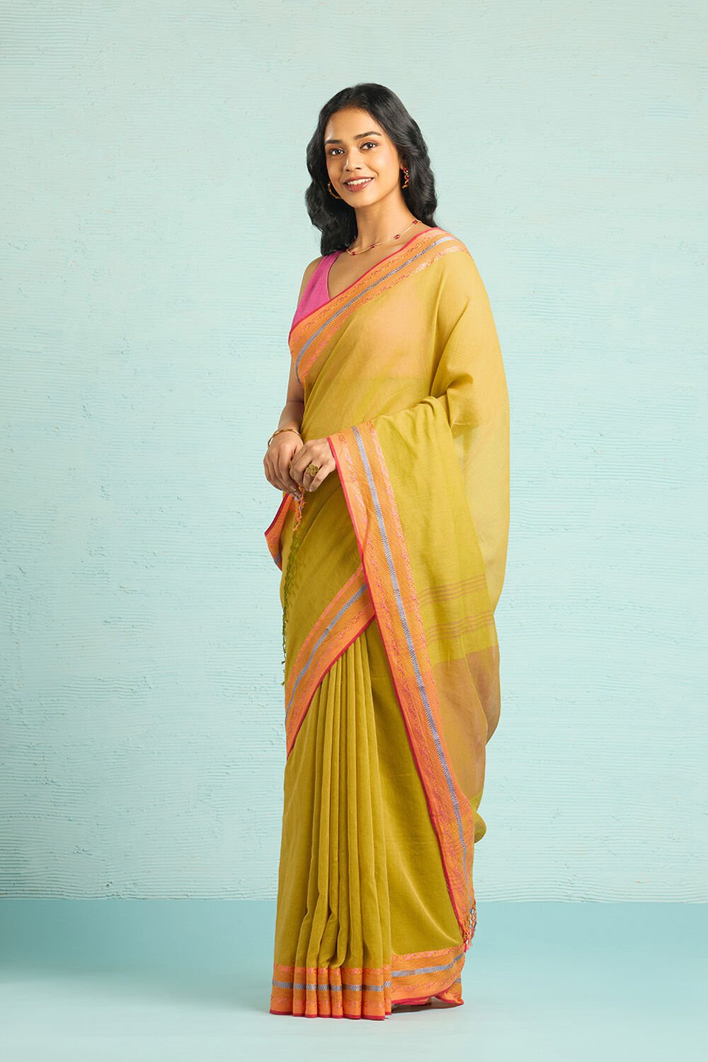 Light Green Woven Pure Cotton Bengal Saree image number null